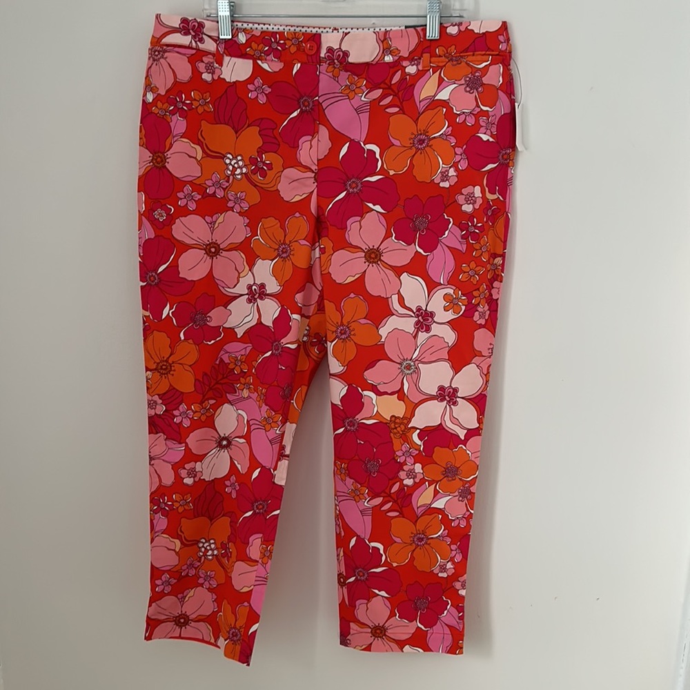 Talbots Vibrant Floral Cropped Pants - Red and Pink New With Tags